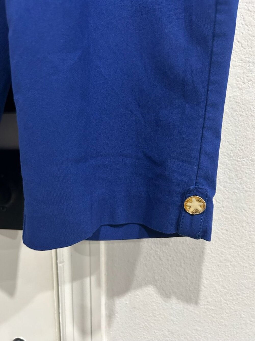 Coral Bay 14P Cobalt Blue Stretch Pull-On Capris Gold Button Nautical Royalcore - Picture 4 of 9
